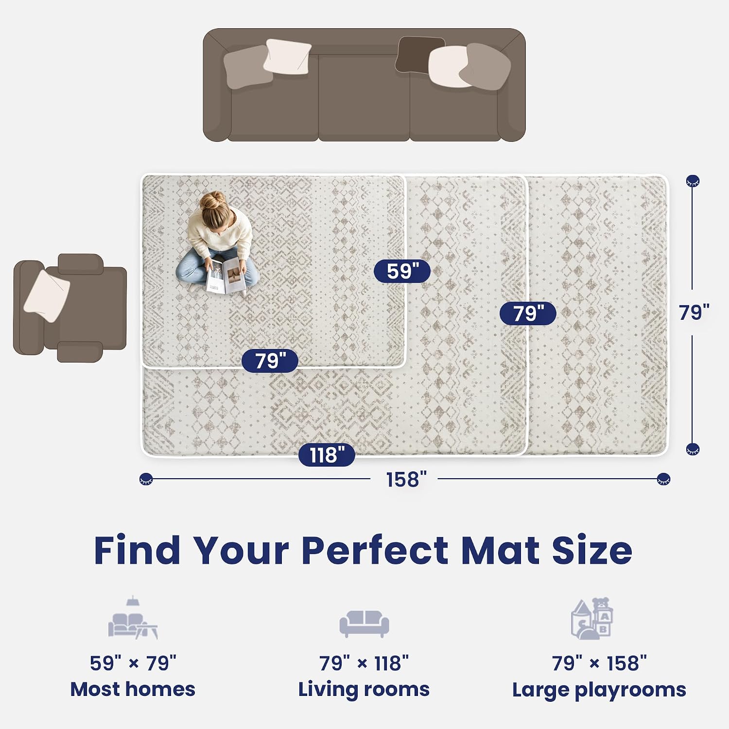 Thumbnail 4 de Huloo Atlas Baby Play Mat, 79 x 158 Inches, 1.3-Inch Elasti-Foam