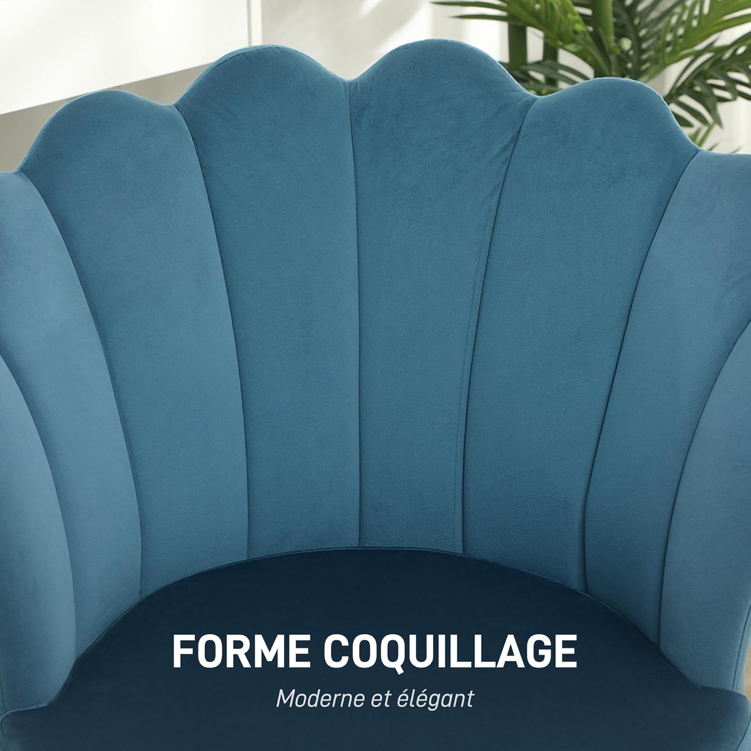 Thumbnail 4 de HOMCOM Fauteuil Coquillage Bleu 67x64x77 cm