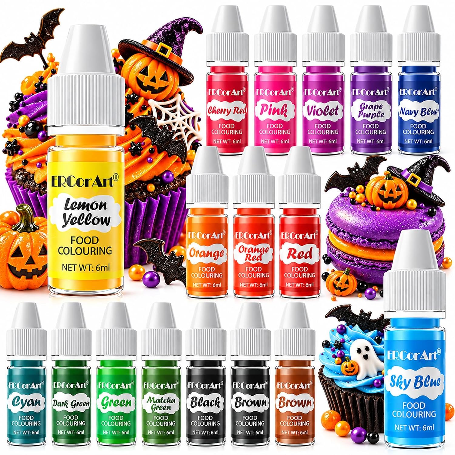 Detalle de ERCorArt 16-Color Liquid Food Coloring Set for Baking and Decorating