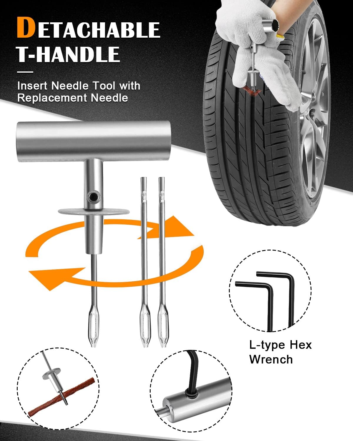 Detalle de MAIKEHIGH Kit Repara Pinchazos Coche 88 piezas