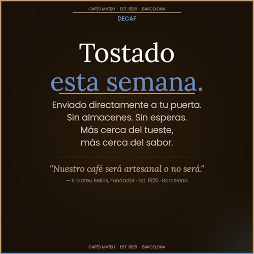 Detalle de Café En Grano Descafeinado (2 x 500 g) de CAFÉS MATEU EST. 1926 Barcelona