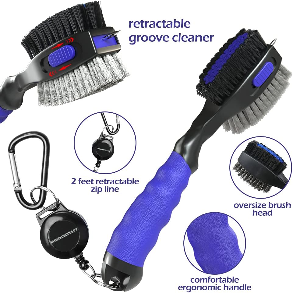 Thumbnail 2 de THIODOON 2-Pack Golf Club Brushes with Dual Bristles, Groove Cleaner and 2-ft Zipline