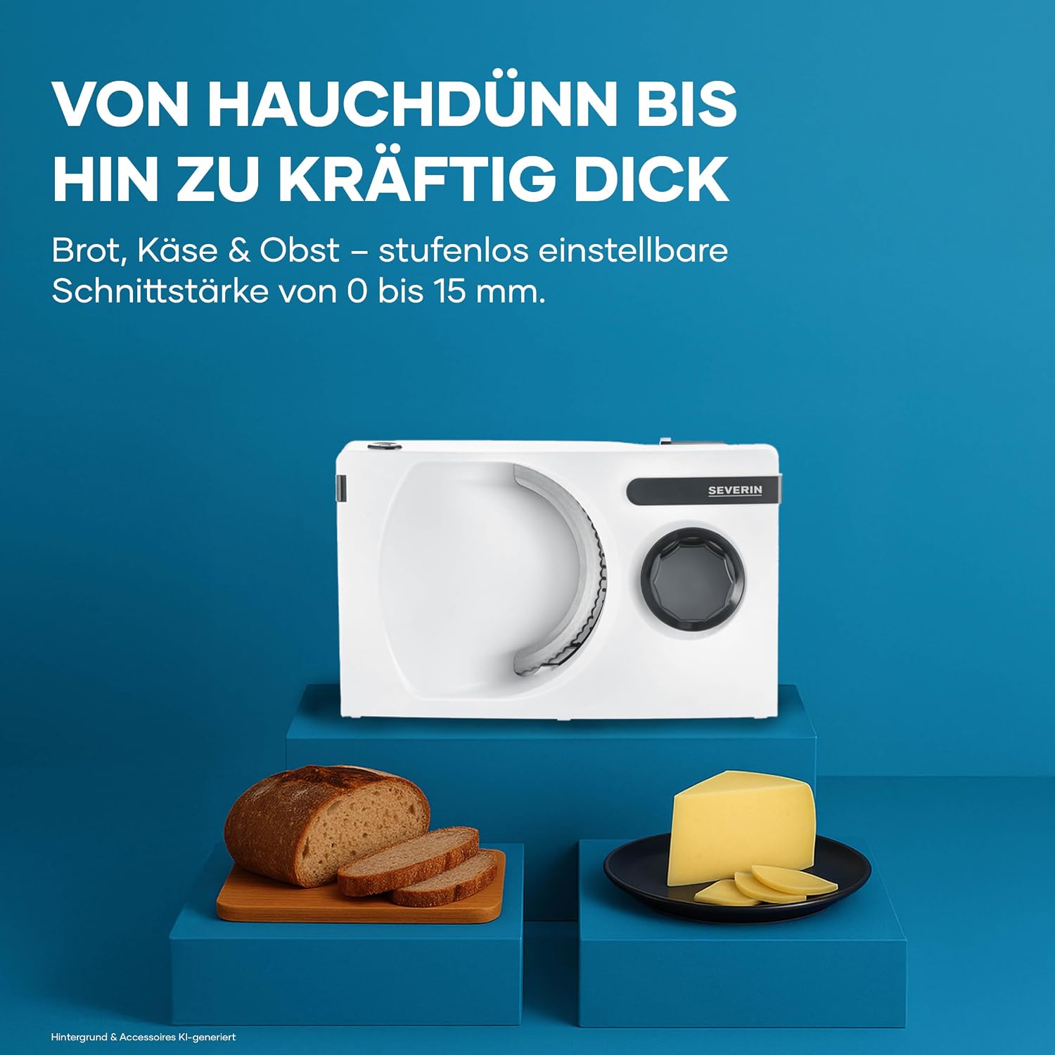 Detalle de Severin Allesschneider AS 3912 – Vielseitige Brot-, Aufschnitt- und Käse-Scheibe mit stufenloser Schnittstärke