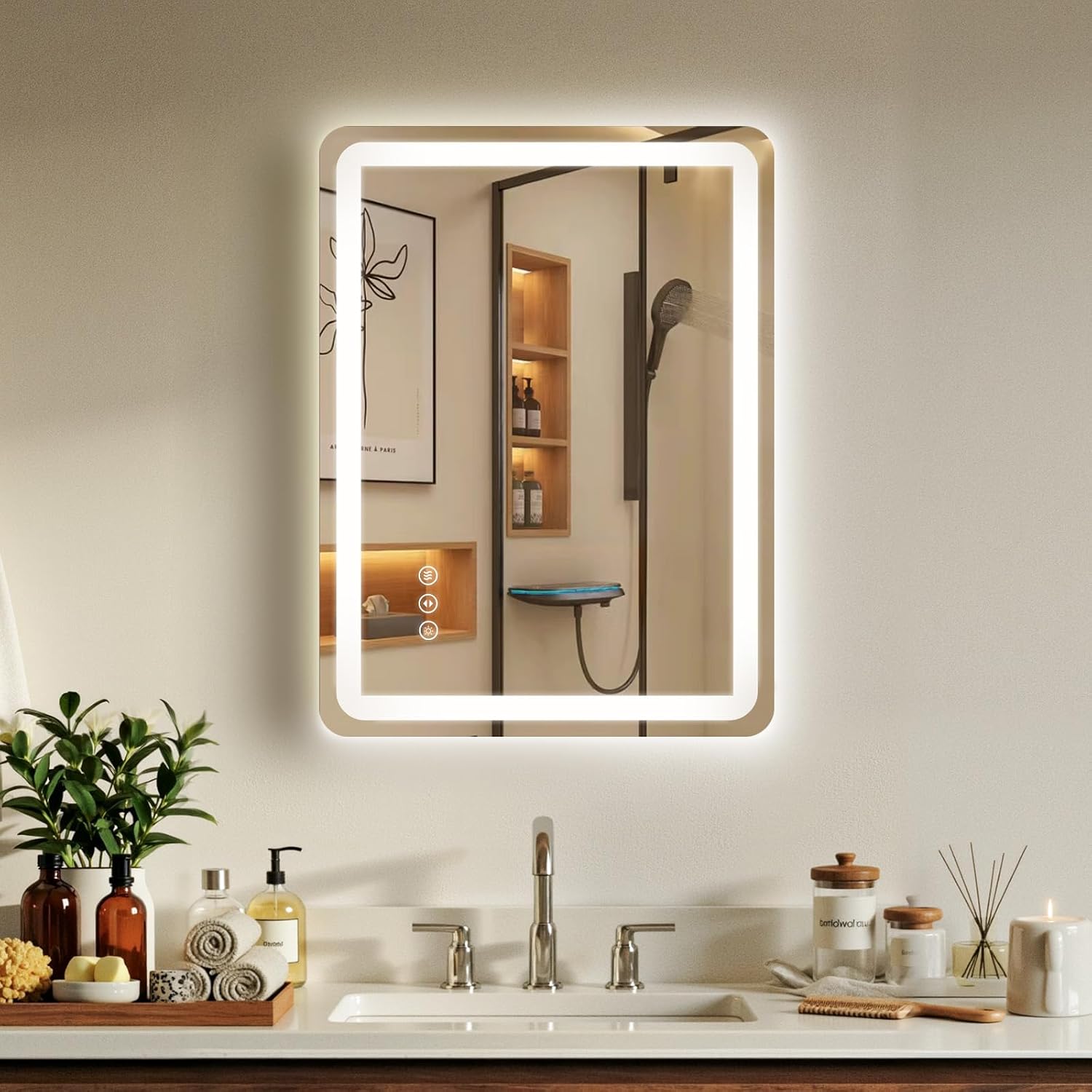 Detalle de Rpoesx 24" x 32" LED Bathroom Mirror with Front and Back Lighting