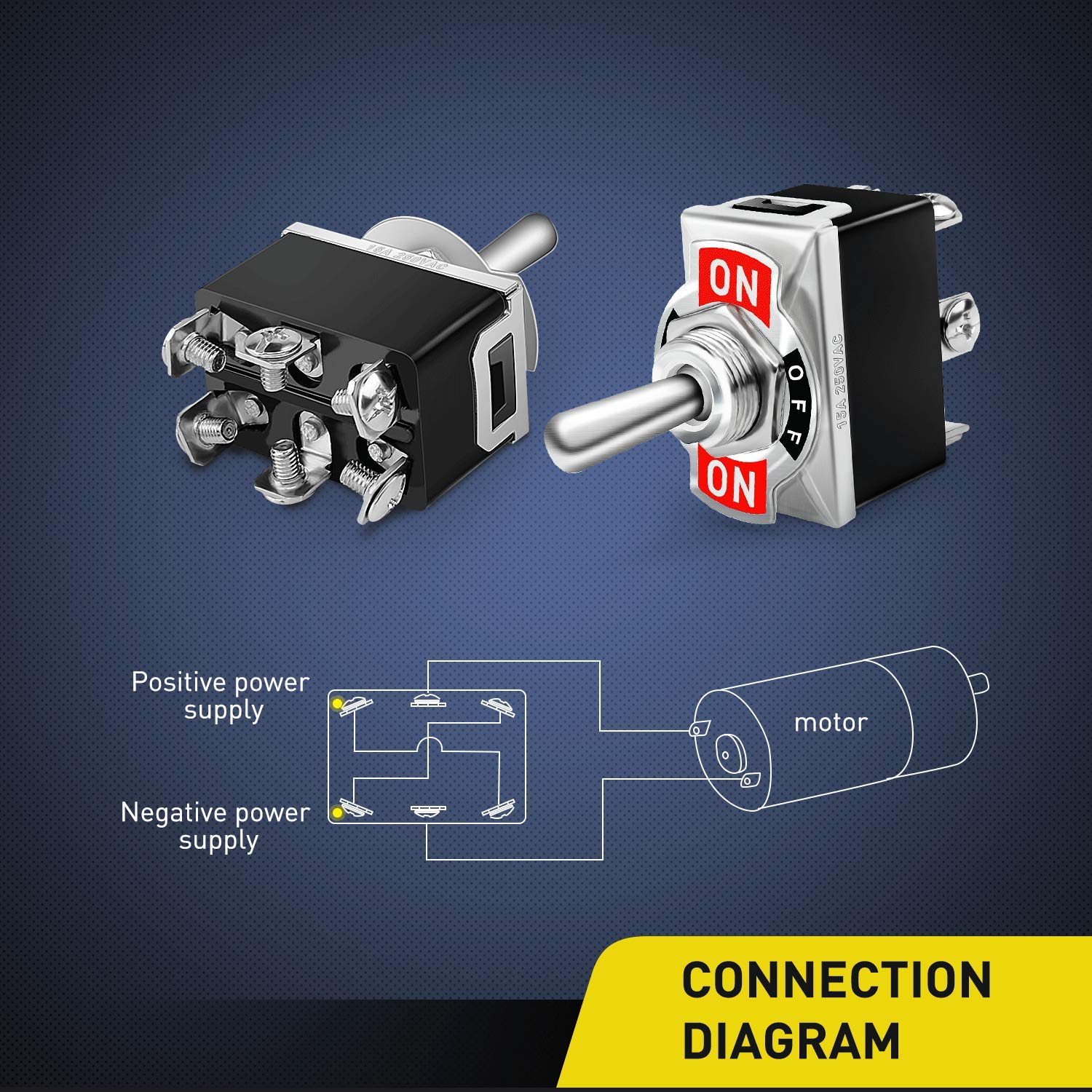 Thumbnail 2 de Nilight 5-Pack DPDT 6-Pin Heavy-Duty Rocker Toggle Switch (with waterproof boot caps)