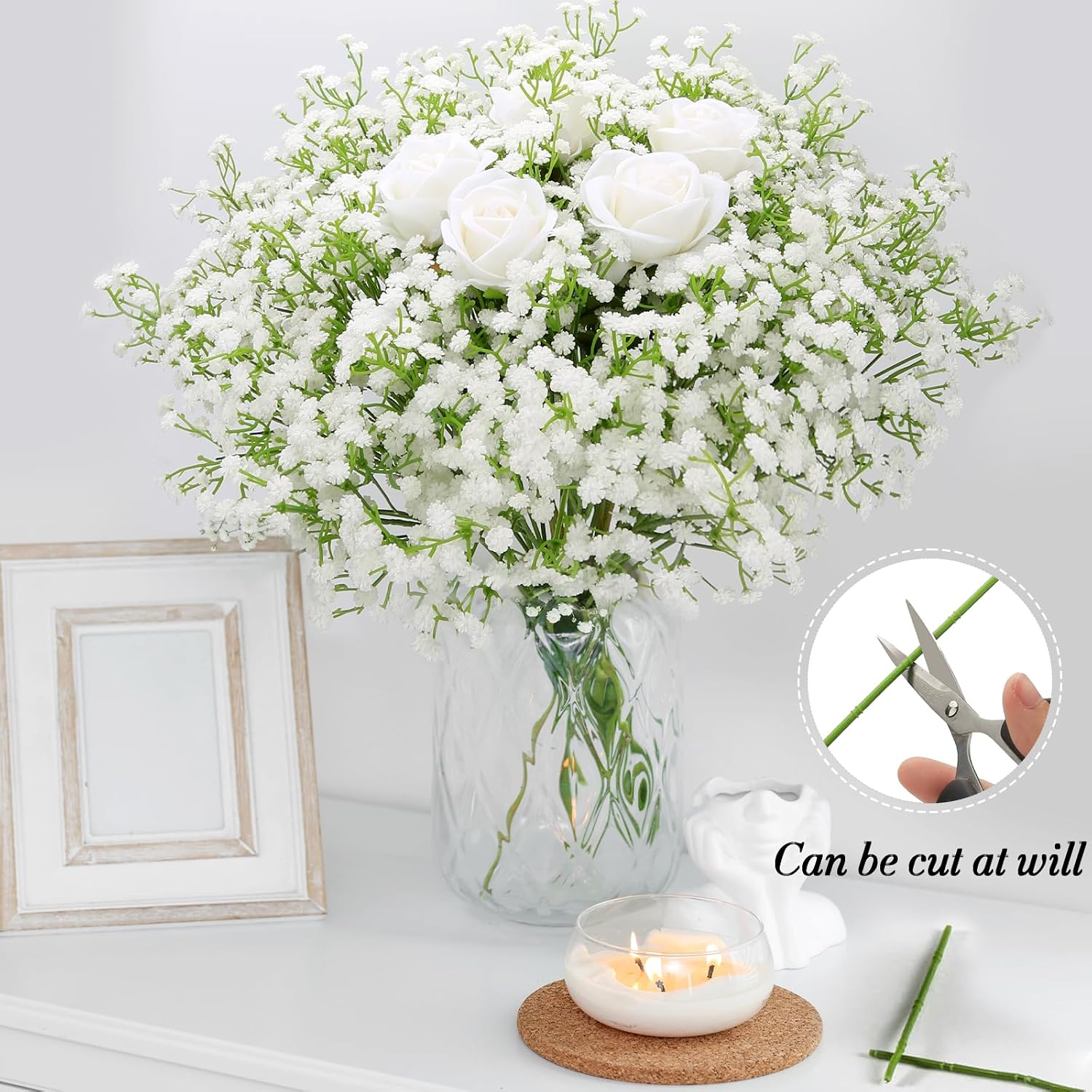 Detalle de MERIXMAS Artificial Baby's Breath Flowers, 21-Inch Stems