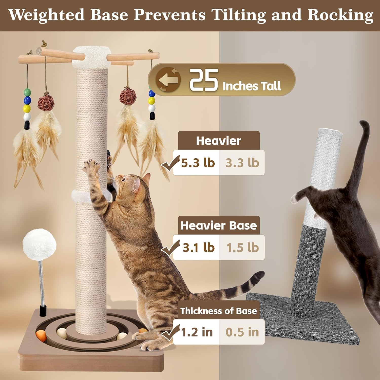 Detalle 2 de PAROTO MZZ-N Cat Scratching Post with Sisal and 7 Interactive Toys