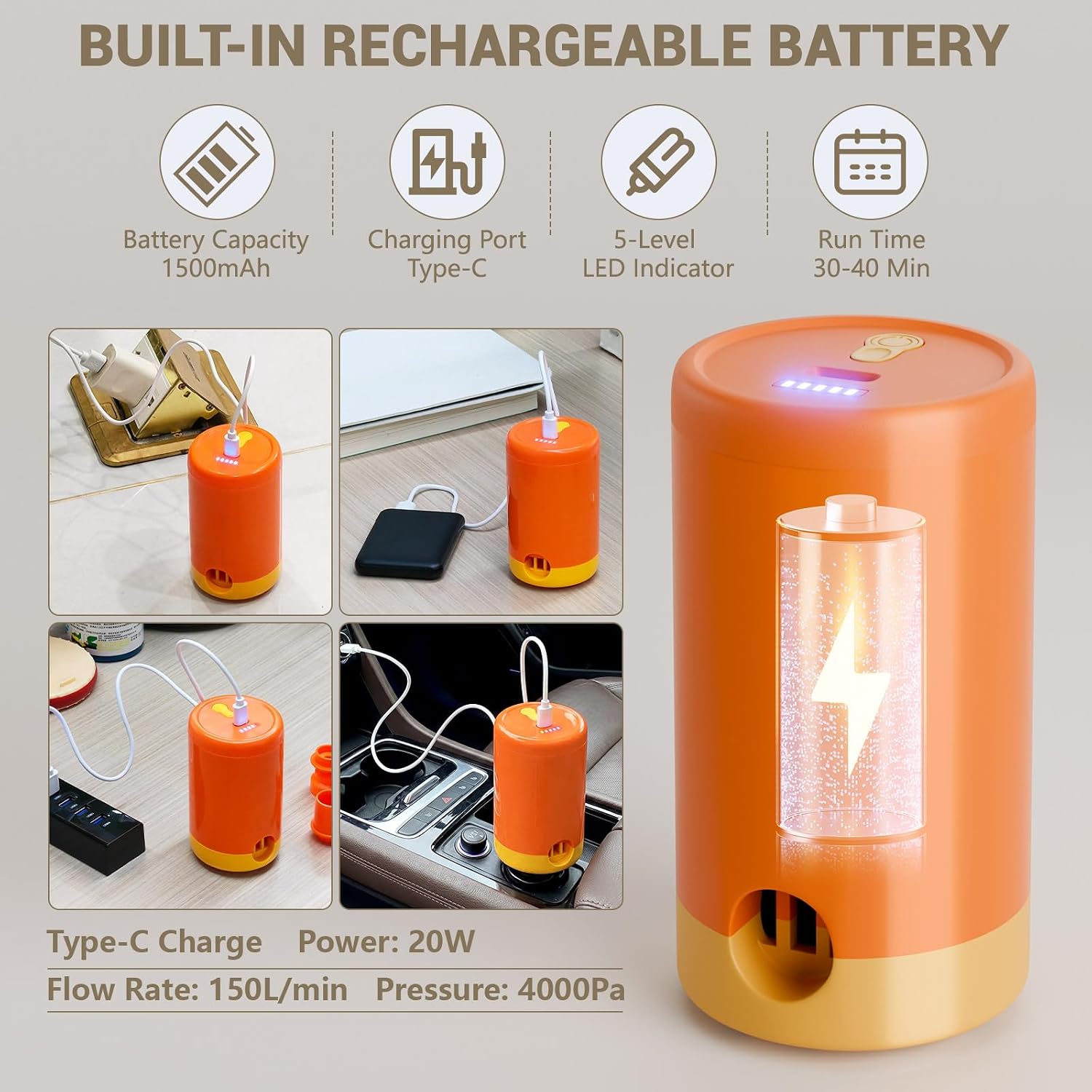 Detalle de CLOPAE Electric Mini Air Pump for Inflatables