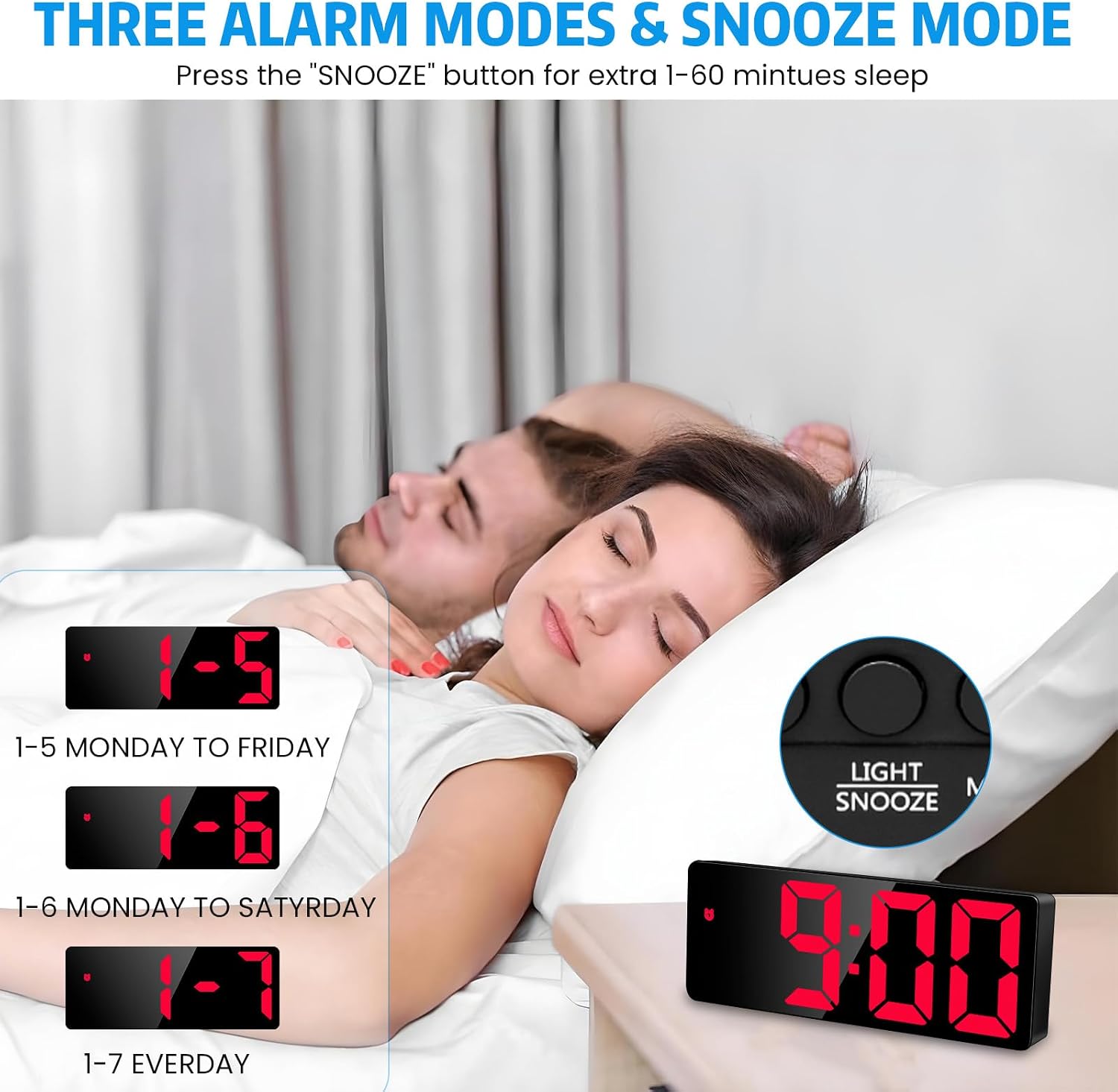 Thumbnail 4 de Sarsumir Digital Alarm Clock 6.7 LED
