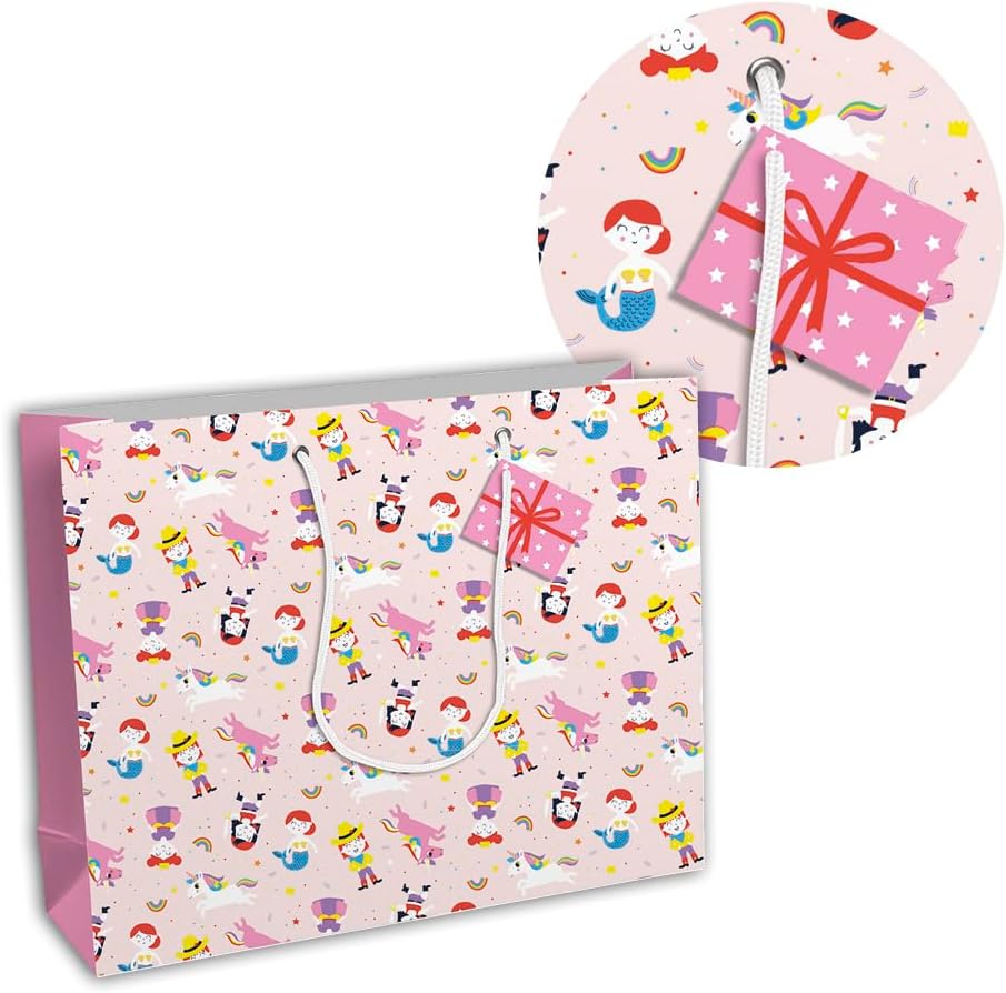 Detalle 2 de Eurowrap 28788-6C – Lot de 6 sacs cadeaux anniversaire, grands formats 37,3 x 11,8 x 27,5 cm – Sirènes et Licornes