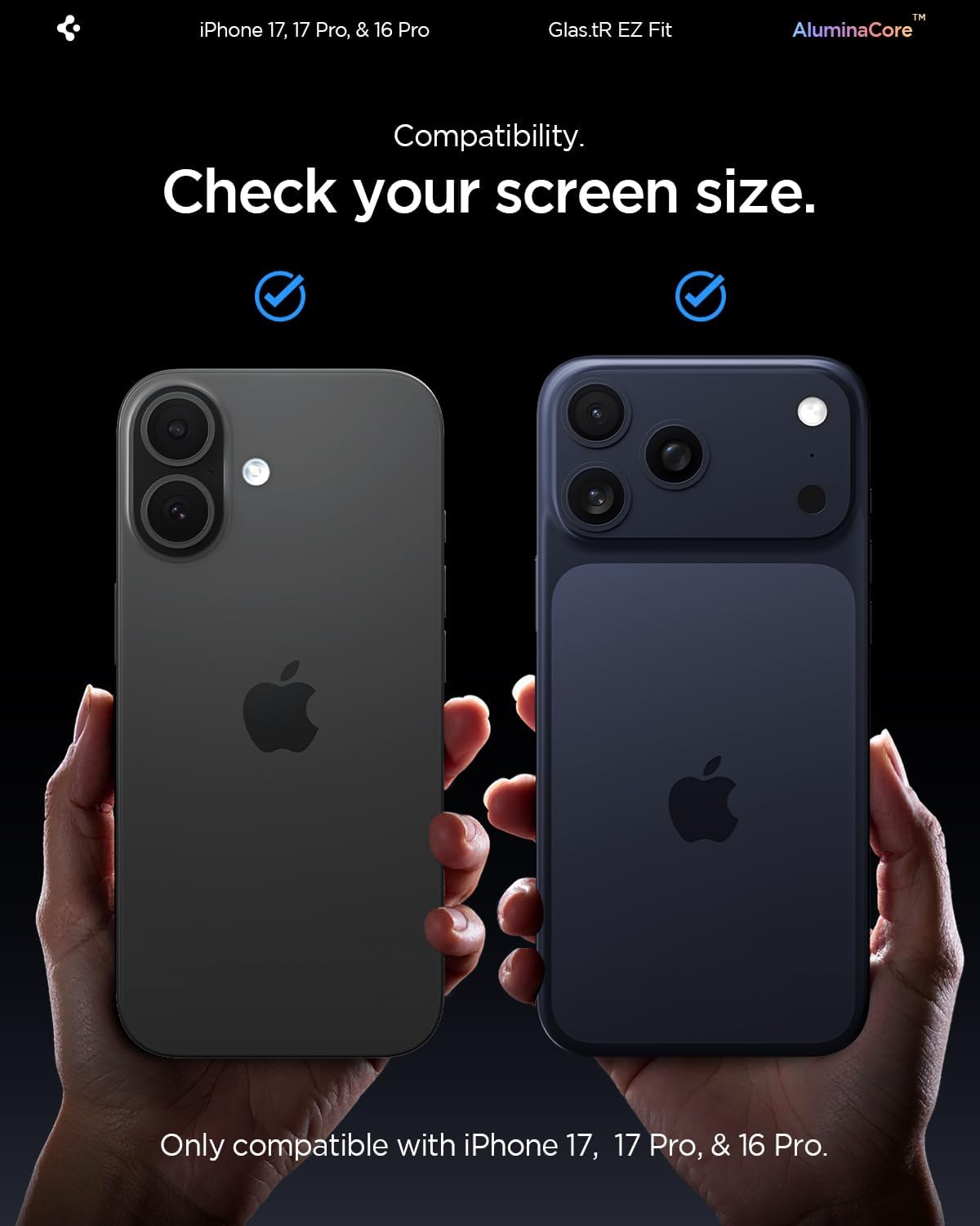 Thumbnail 1 de Spigen Glas.tR EZ Fit verre trempé pour iPhone 17/17 Pro/16 Pro (2 pièces) – installation facile, dureté 9H