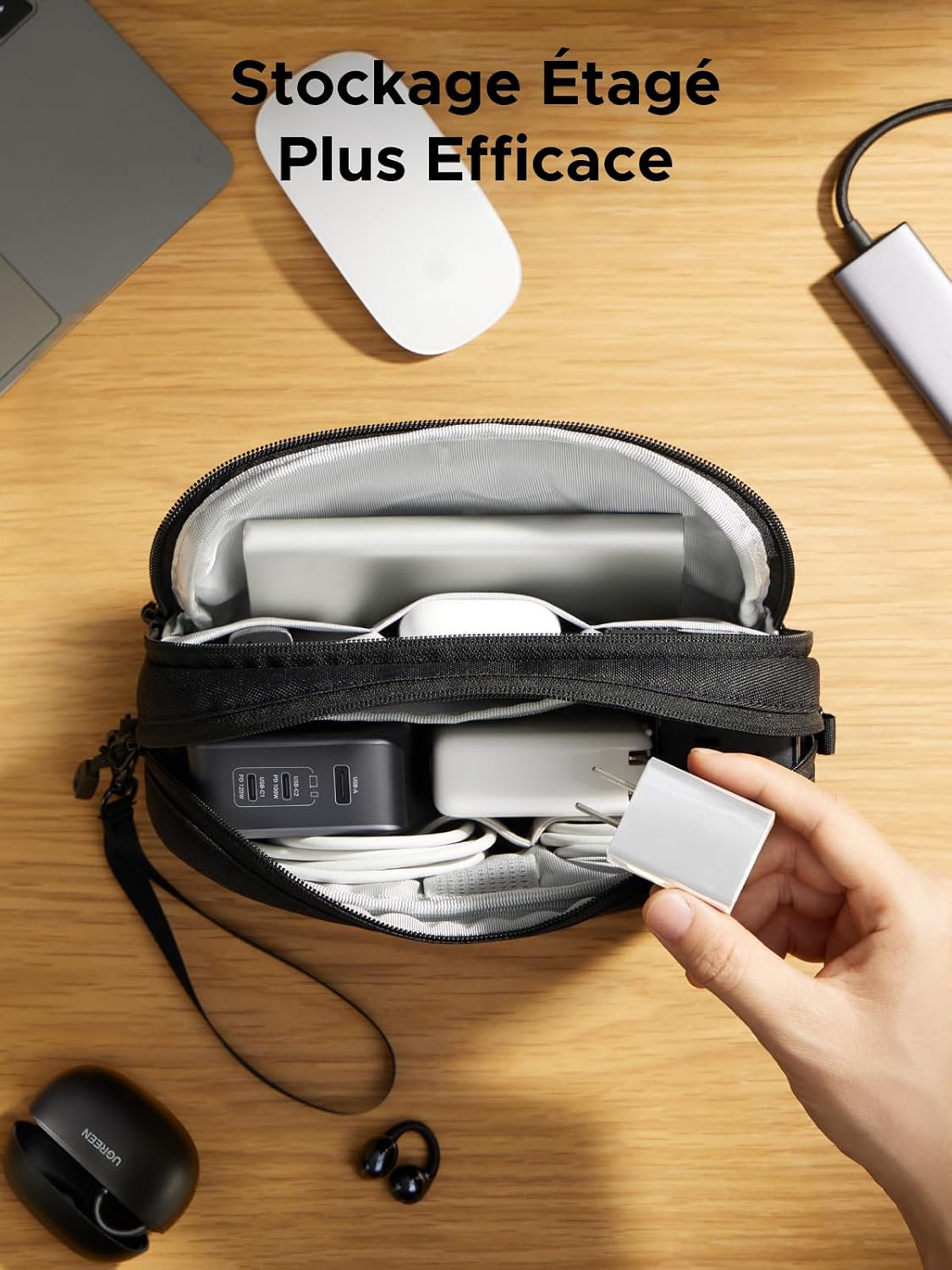 Detalle de UGREEN Sac Câble Rangement M 24 x 13 x 7 cm 💼