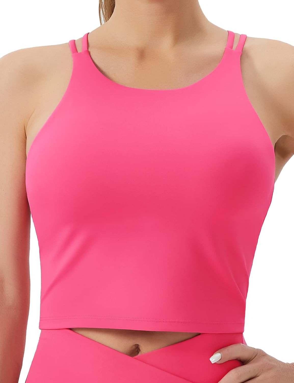 Detalle de THE GYM PEOPLE Cross Back Sports Bra Crop Top with Removable Pads