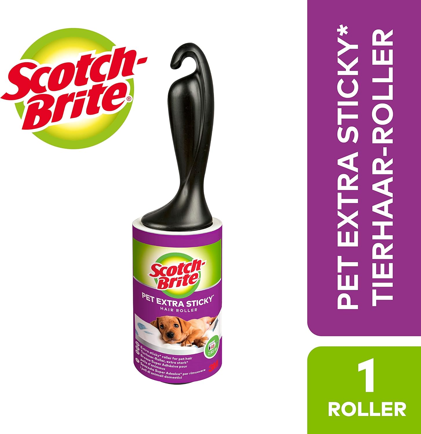Thumbnail 1 de Scotch-Brite Pet Extra Sticky Fusselrolle – 240 Blätter, 5 Rollen + Abroller, gegen Katzen- und Hundehaare
