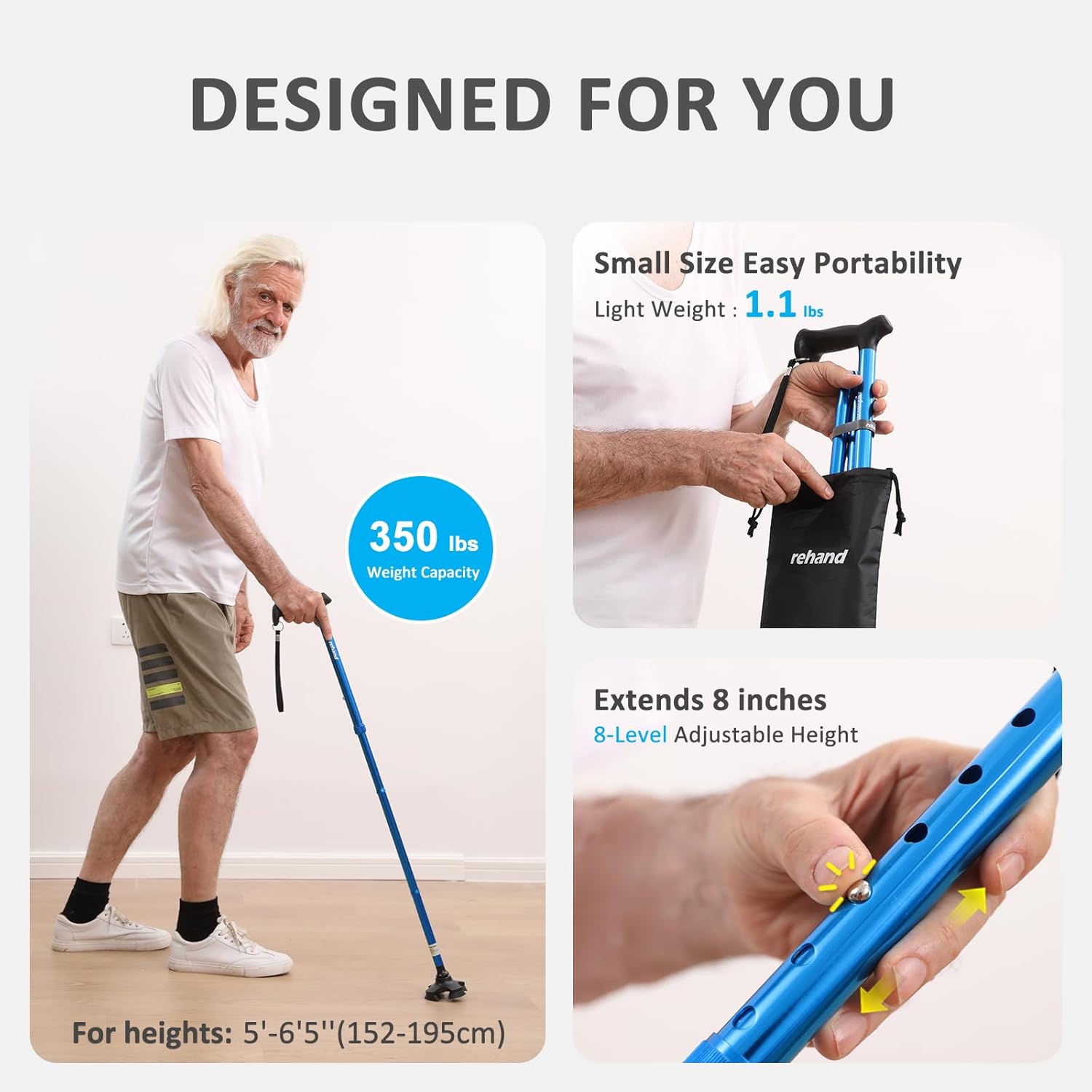 Thumbnail 4 de Rehand walking stick with 8 height steps