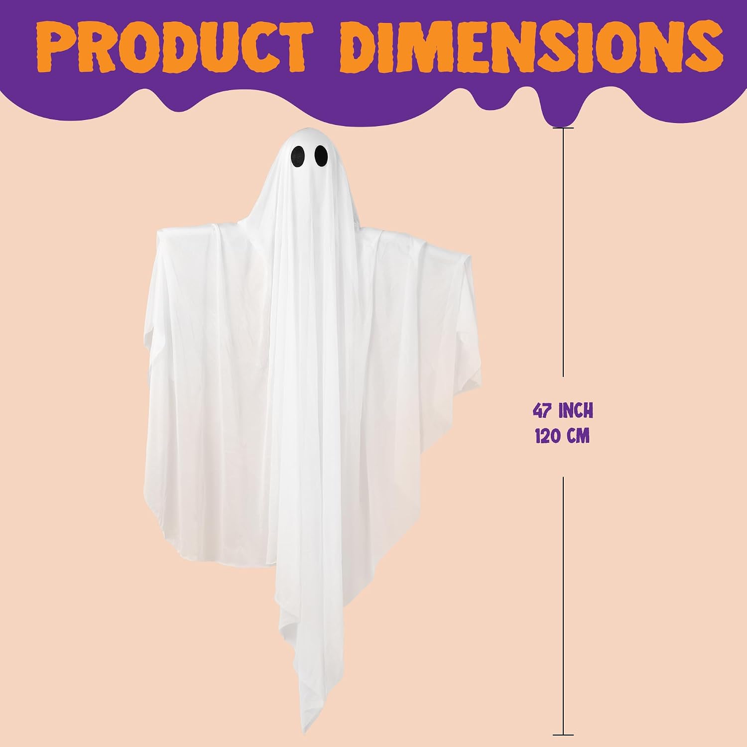 Thumbnail 1 de JOYIN 15575 47-Inch Hanging Ghost with Purple LED and Timer