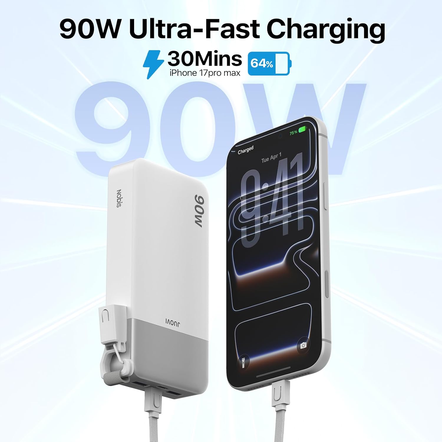 Detalle 2 de NOBIS N2981 90W 20000mAh Power Bank with USB-C Cable and Display