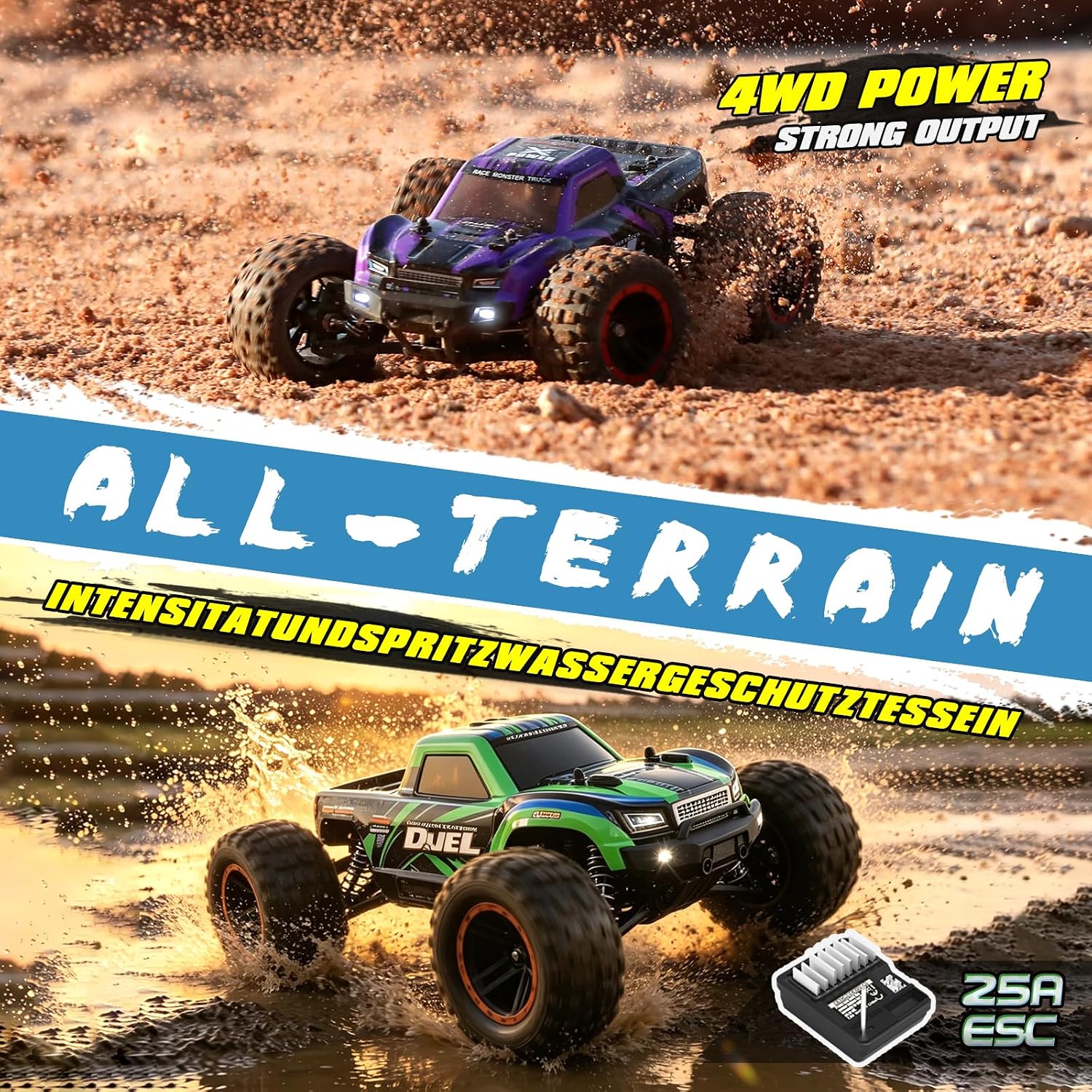 Detalle de HAIBOXING Ferngesteuertes Auto RC 1:14 4WD Hochgeschwindigkeits Monster Truck – All-Terrain, wasserdicht