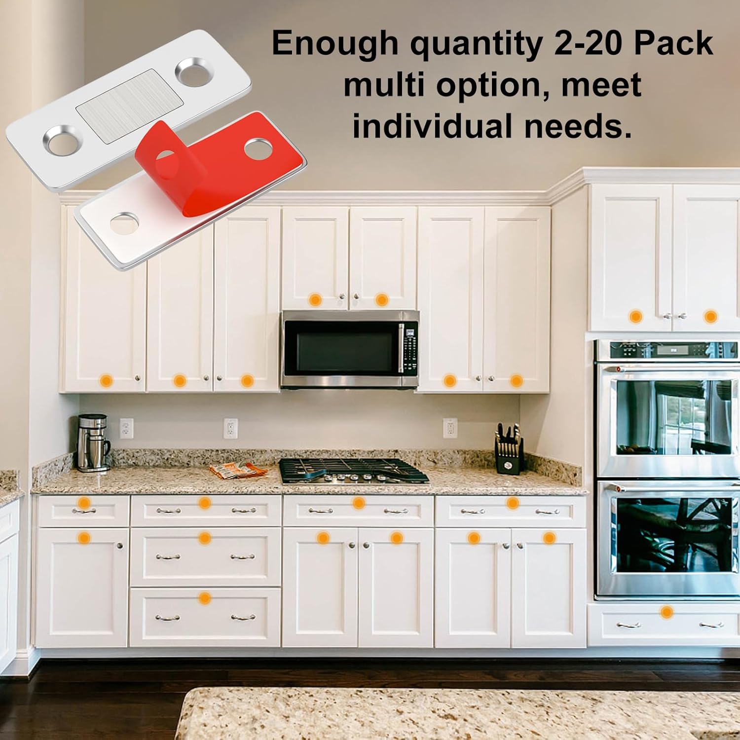 Thumbnail 6 de Chiudiporta Calamita Jiayi 10 pezzi ultra sottili adesivi per ante e cassetti