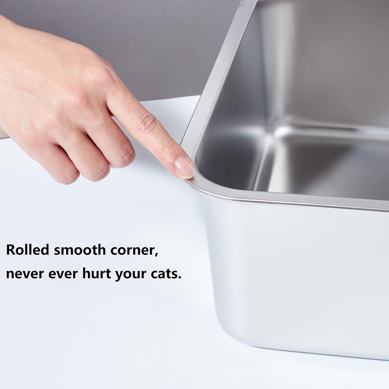 Detalle de Nyutu Stainless Steel Litter Box 2pack, XL 2-Pack with Lid and High Sides