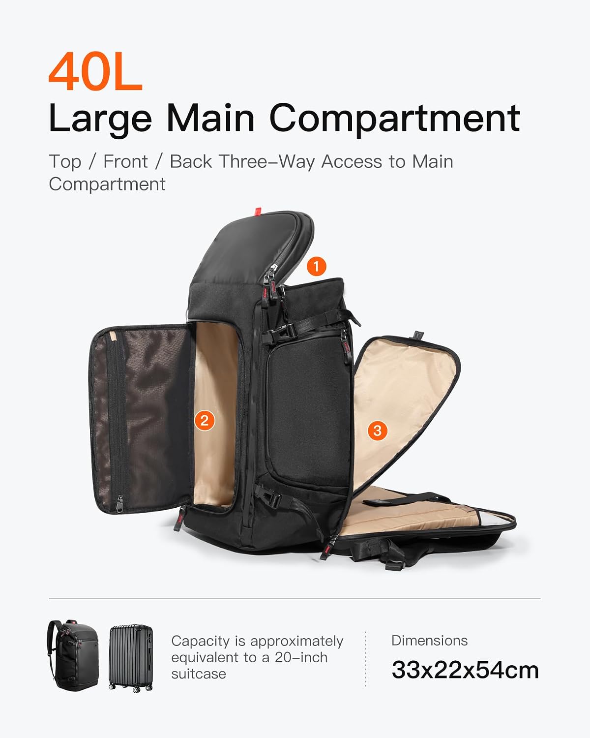 Detalle de Inateck 40L Waterproof Travel Backpack for 17-Inch Laptop