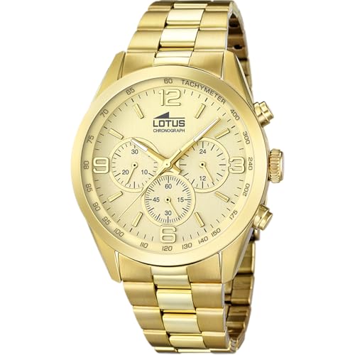 Detalle de LOTUS Reloj Hombre Analógico de Acero Inoxidable 316L Dorado con Cronógrafo