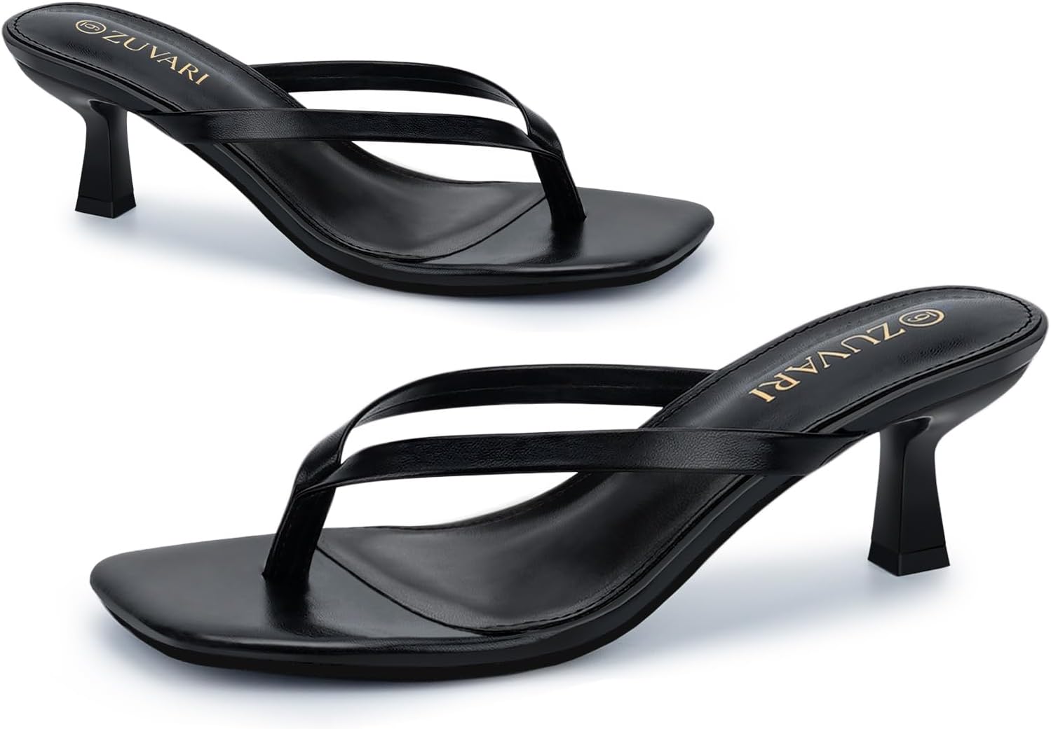 Thumbnail 3 de ZUVARI Kitten Heels for Women: Square Toe Flip Flop Kitten Heel Sandals, 2.16 Inch