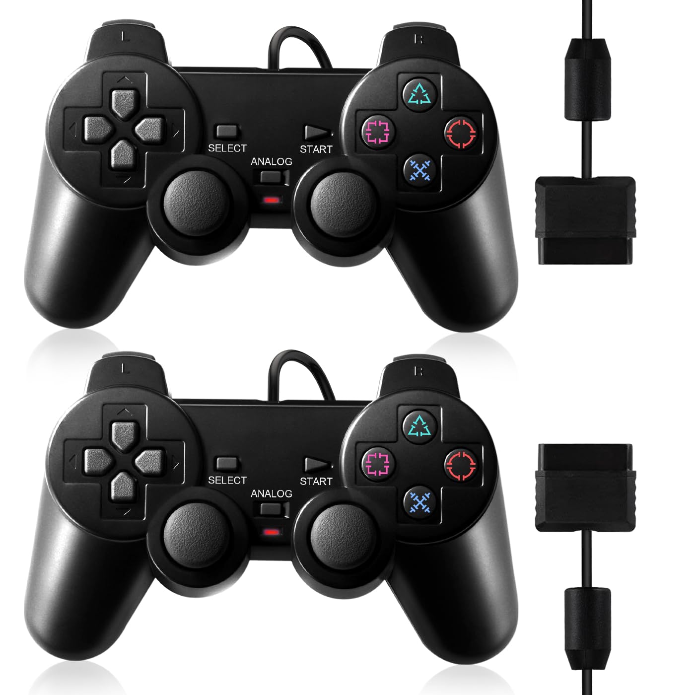 Detalle de HaeBorl PS2 Controller, 2 Pack Wired Controller for PS2/PS2 Slim/PS1 with Dual Vibration