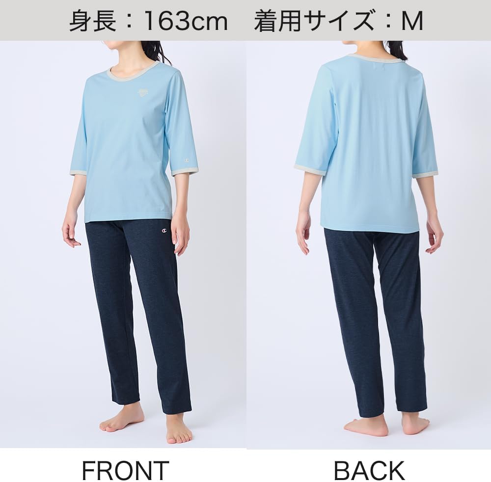 Detalle de Champion OL4206 レディースルームウェア 7分袖・長パンツ、チュニック丈の綿混天竺