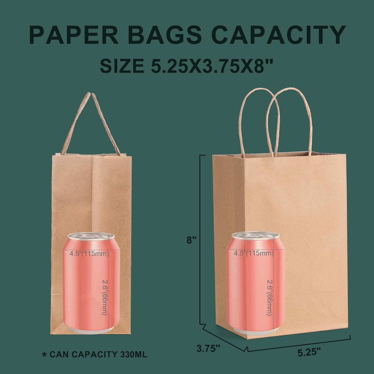 Detalle 2 de Switory 20pc Brown Paper Bags with Twisted Handles – Small Gift Bags (5.25x3.75x8 Inch)