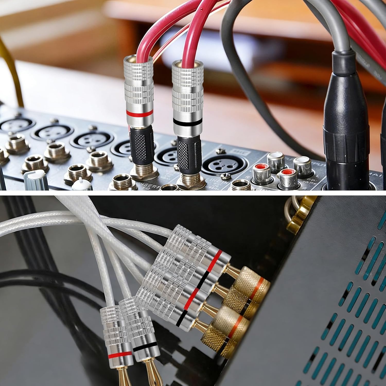 Thumbnail 4 de 4mm Banana Plugs (12 pcs) – 24k Gold Plated Speaker Wire Connectors, Screw-Lock Dual-Screw Type