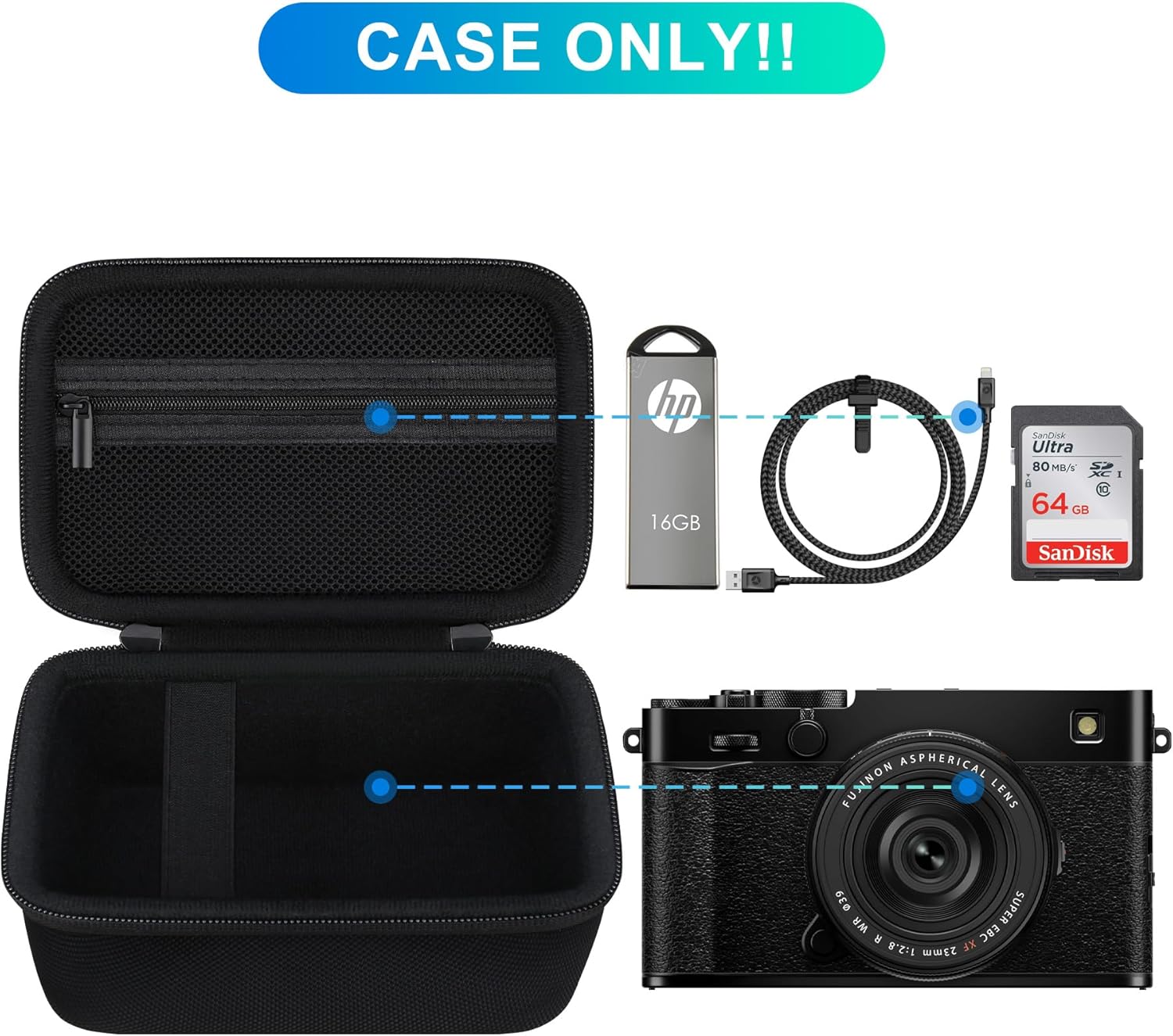 Detalle de BOVKE Carrying Case for Fujifilm X100VI/X100V/X100F/X100S/X-E5