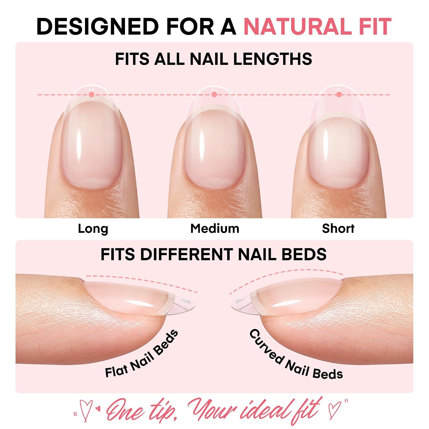 Detalle de UNA GELLA Short Oval Nail Tips, 150-Piece Set