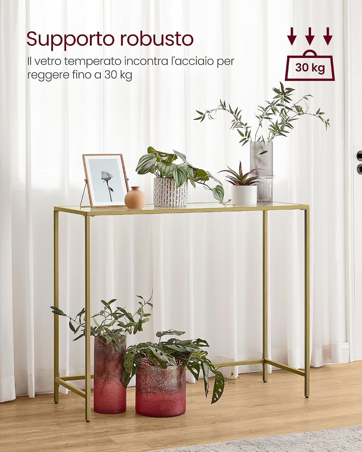 Detalle 1 de VASAGLE LGT26G consolle in vetro, 80 cm