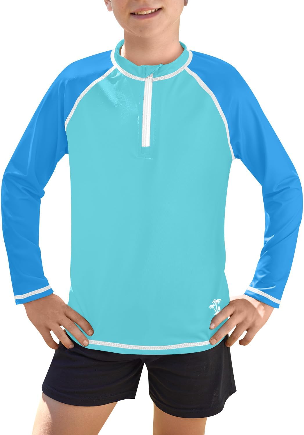 Detalle de BesserBay UV Shirt Jungen 1/4 Zip Langarm Stehkragen UPF 50+ – Rash Guard 110–150