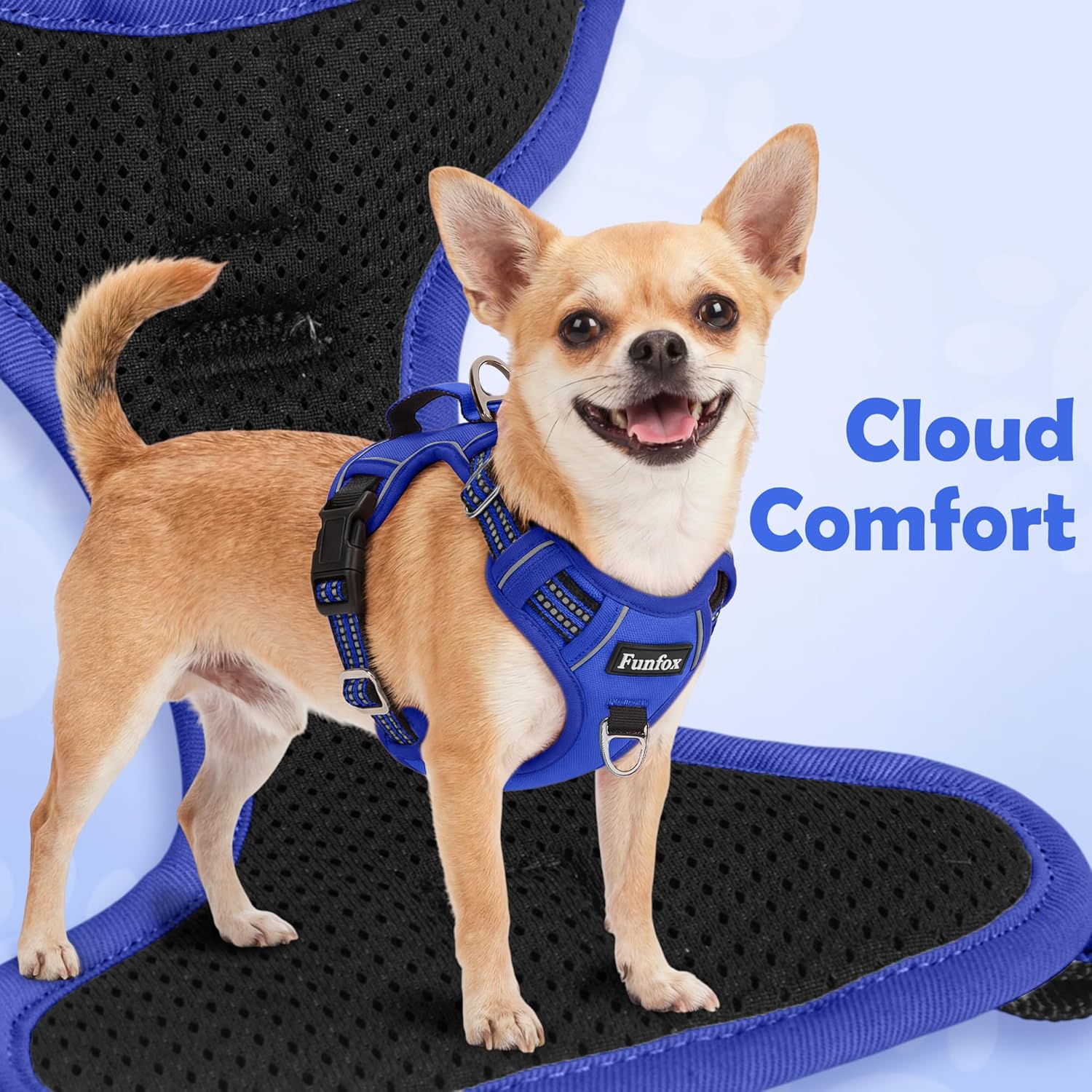 Thumbnail 6 de Funfox Dog Harness No Pull (2-clip adjustable vest with handle) – Breathable padded anti-pull walking harness