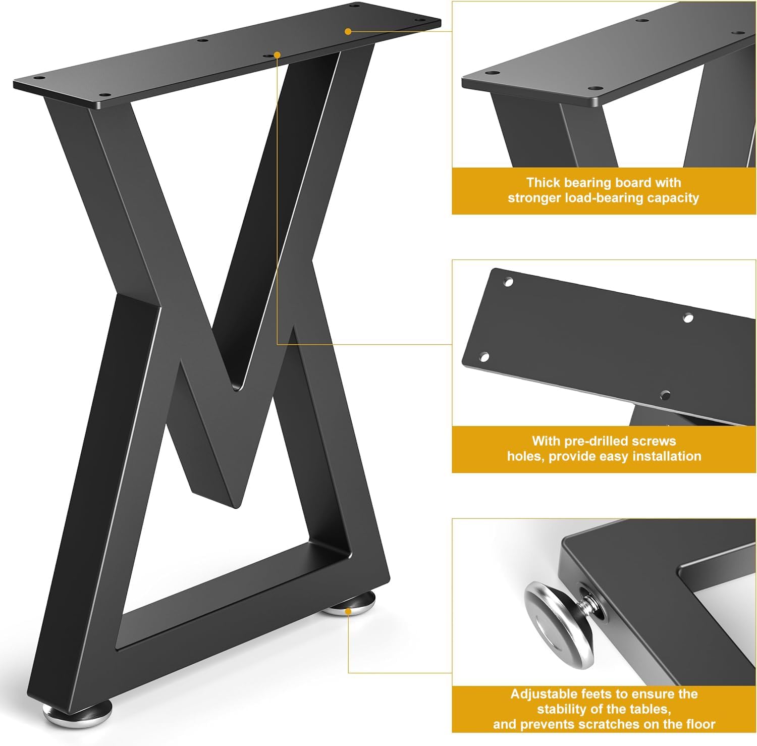 Thumbnail 3 de Likapop 36'' V-förmige Metall-Tischbeine – stabile schwarze Bankbeine, Breite 45 cm x Höhe 91 cm, 2 Stück