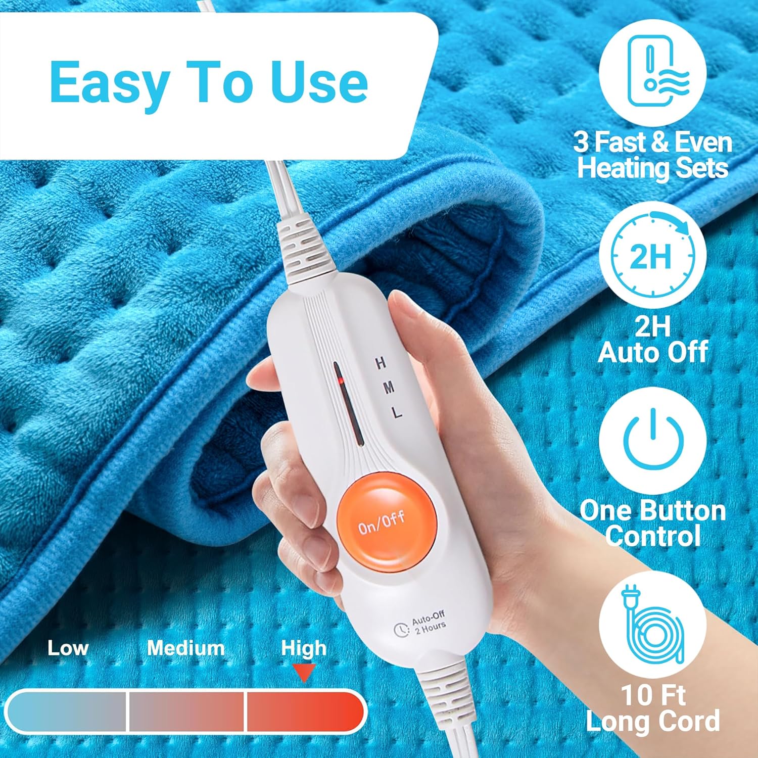 Thumbnail 1 de Boileau Extra Large 17"×33" Electric Heating Pad for Back Pain and Period Cramps Relief