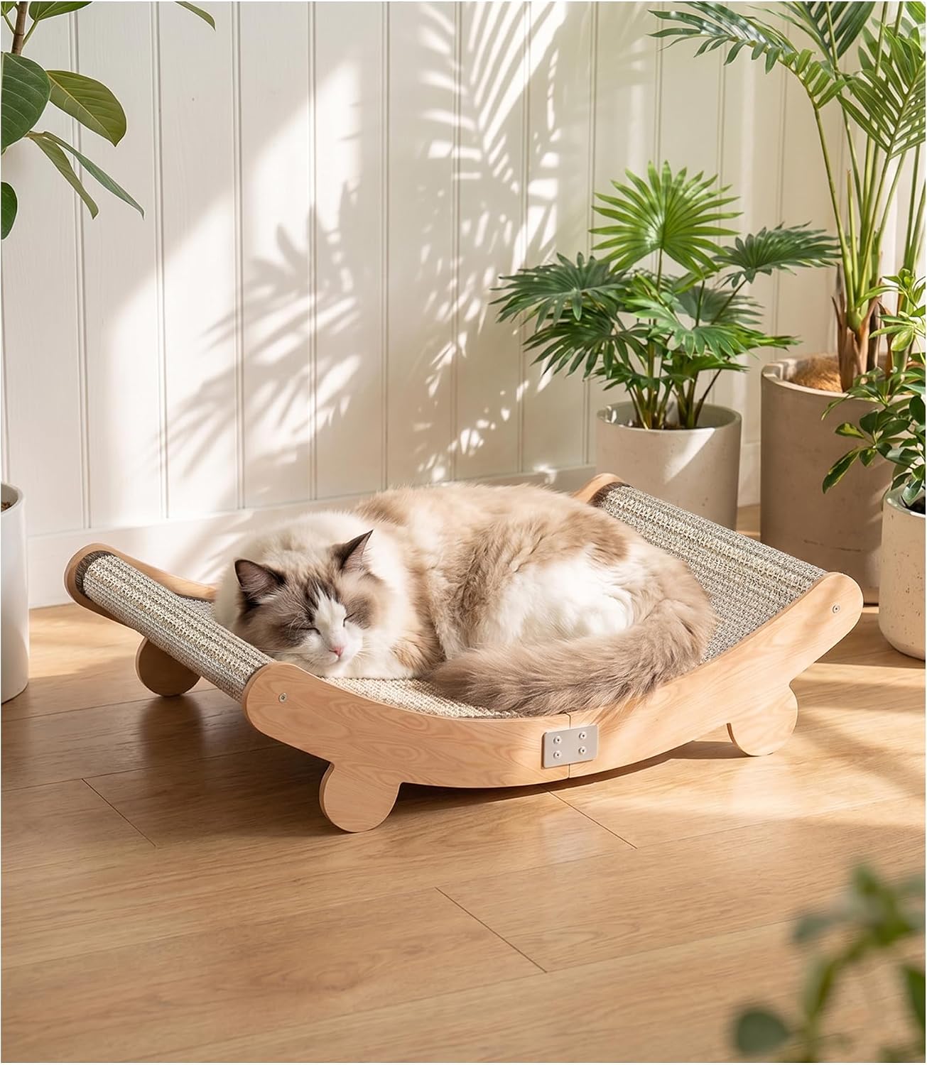 Detalle de Mordraoe Cat Scratching Board: Solid Beech Wood with 160° Curved Design