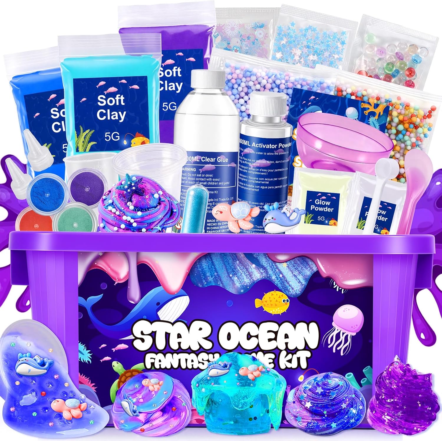 Detalle de iKidiki Slime Kit Oceano Galaxy 11 pezzi