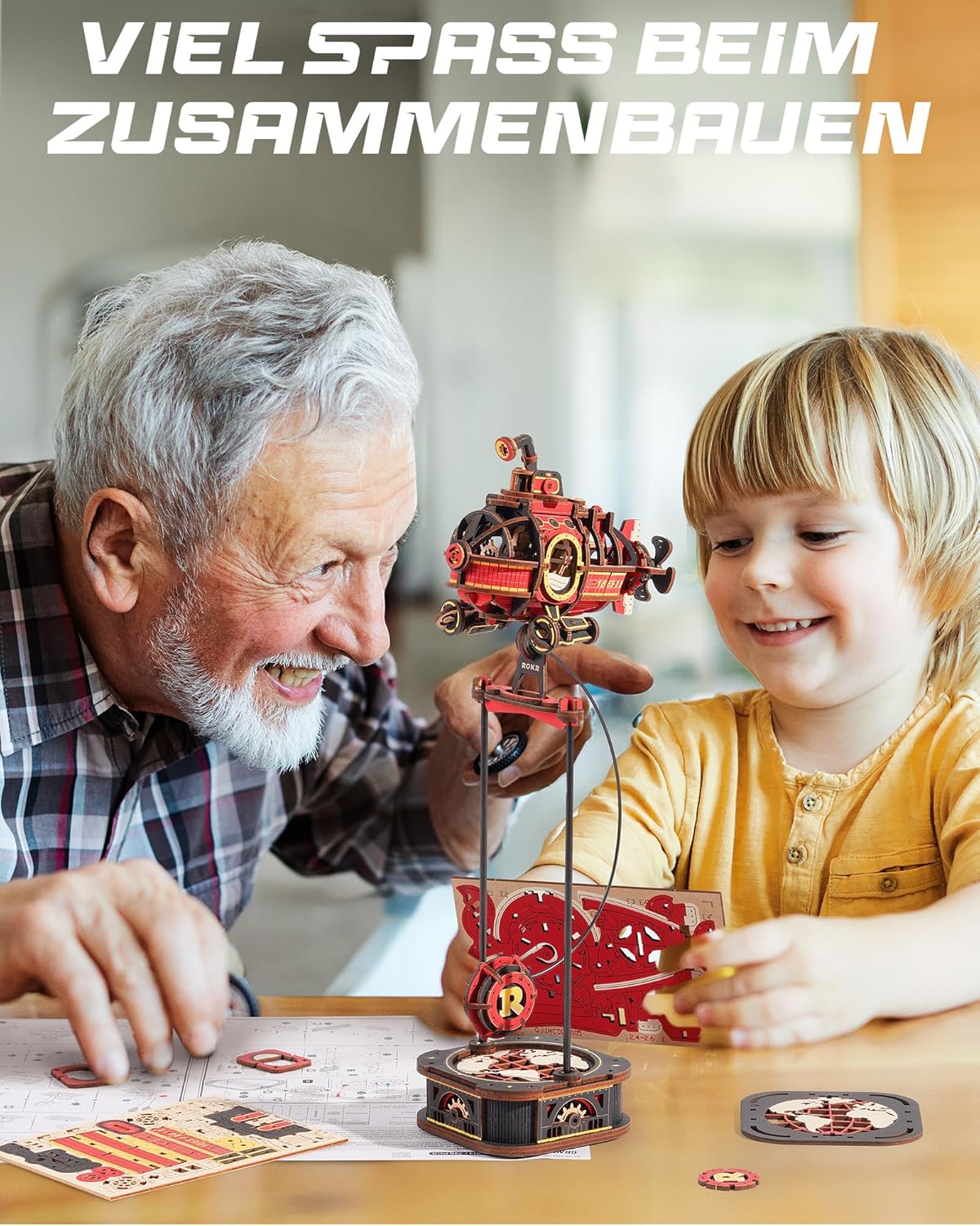 Detalle de ROKR Puzzle 3D Bois Maquette de sous-Marin – Deep-Sea Adventurer (MCD04)