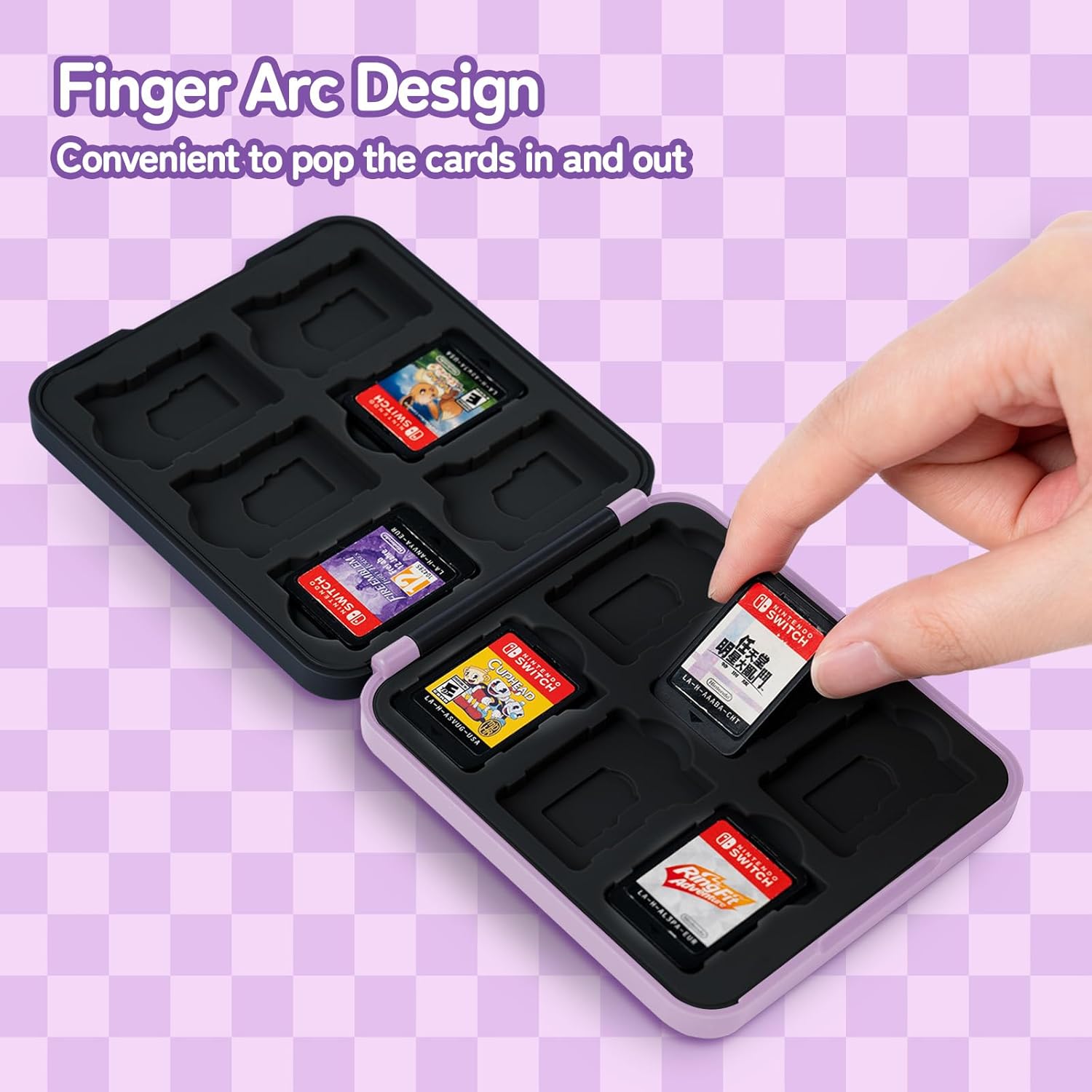 Detalle de Kuitmor Switch Game Card Case (12 Slots) – Purple, compatible with Switch 2 (2025)