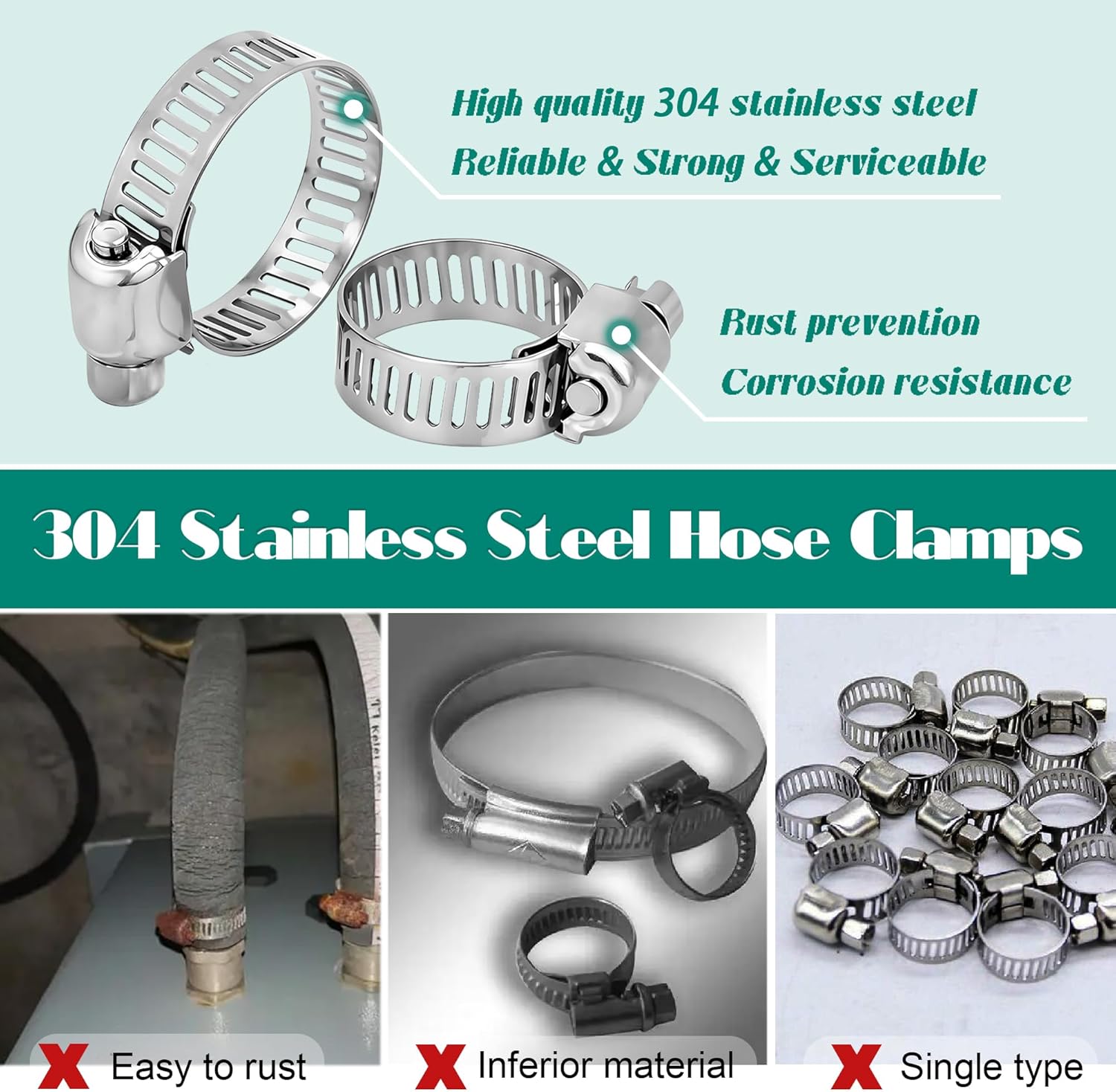 Thumbnail 3 de Dianrui 202-Piece 304 Stainless Steel Hose Clamp Assortment (1/4–2 in / 6–51 mm) Kit with Screwdrivers