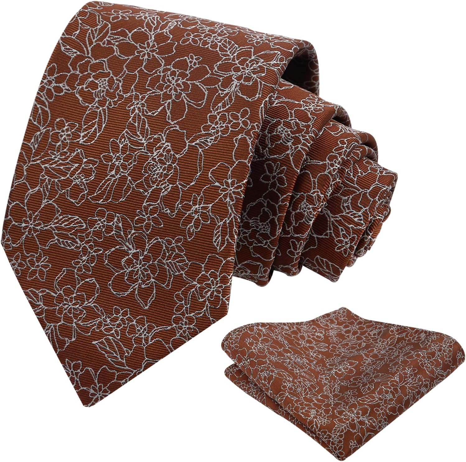 Detalle de Alizeal Floral Necktie with Hanky Colourful Set for Men – Light-Coloured Wedding Knot & Pocket Square