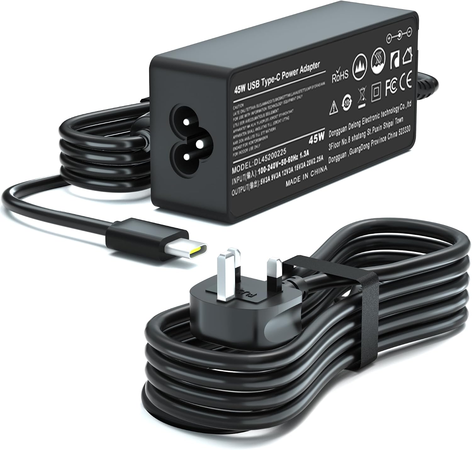 Detalle de 45W USB-C Laptop Charger – Universal Type-C Power Adapter for Lenovo, Acer, HP, Asus, Dell, Samsung and More