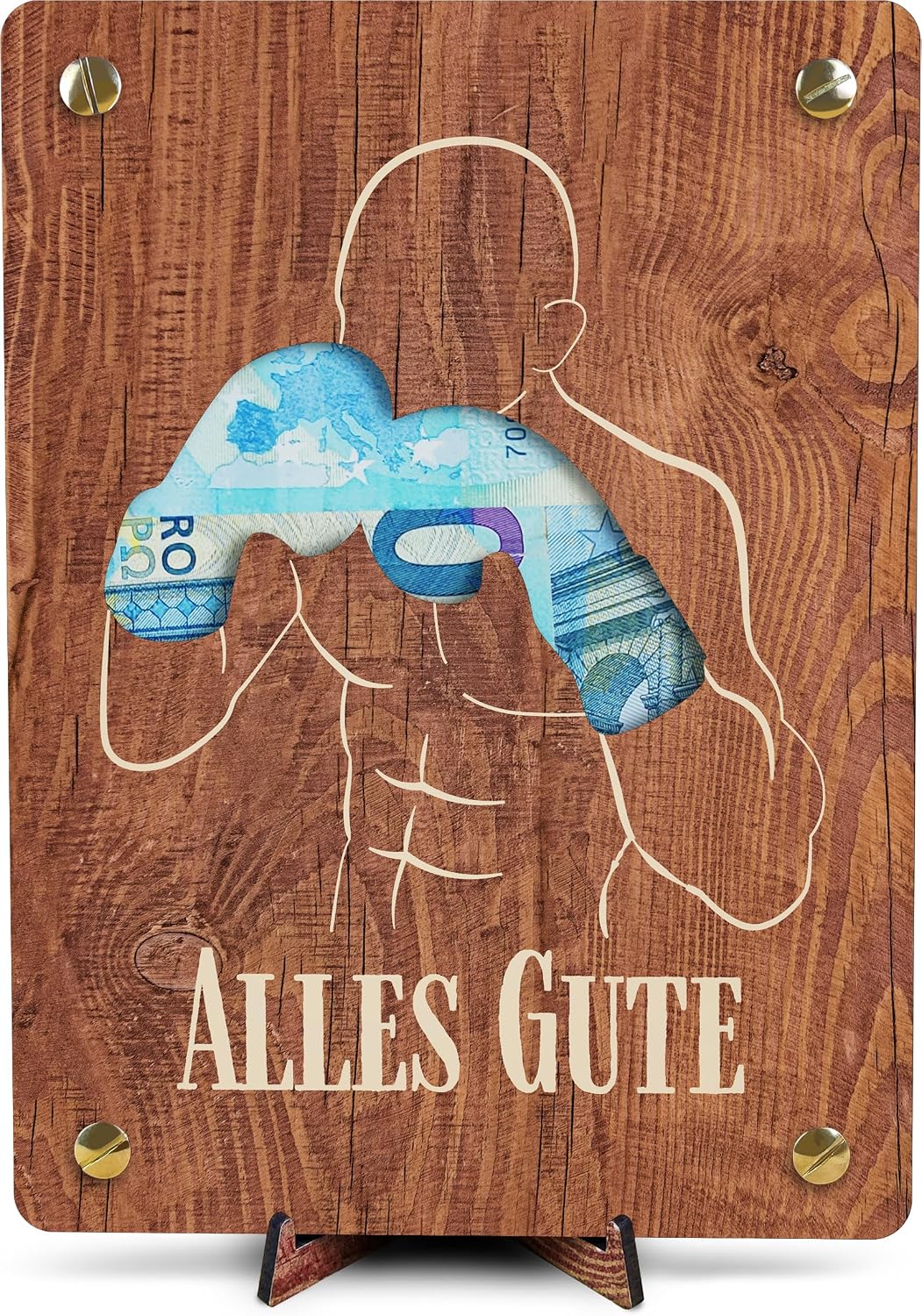 Detalle de XL Holz Box Geschenk – Geldgeschenk-Karte mit Ständer für Boxer & Kampfsport-Fans