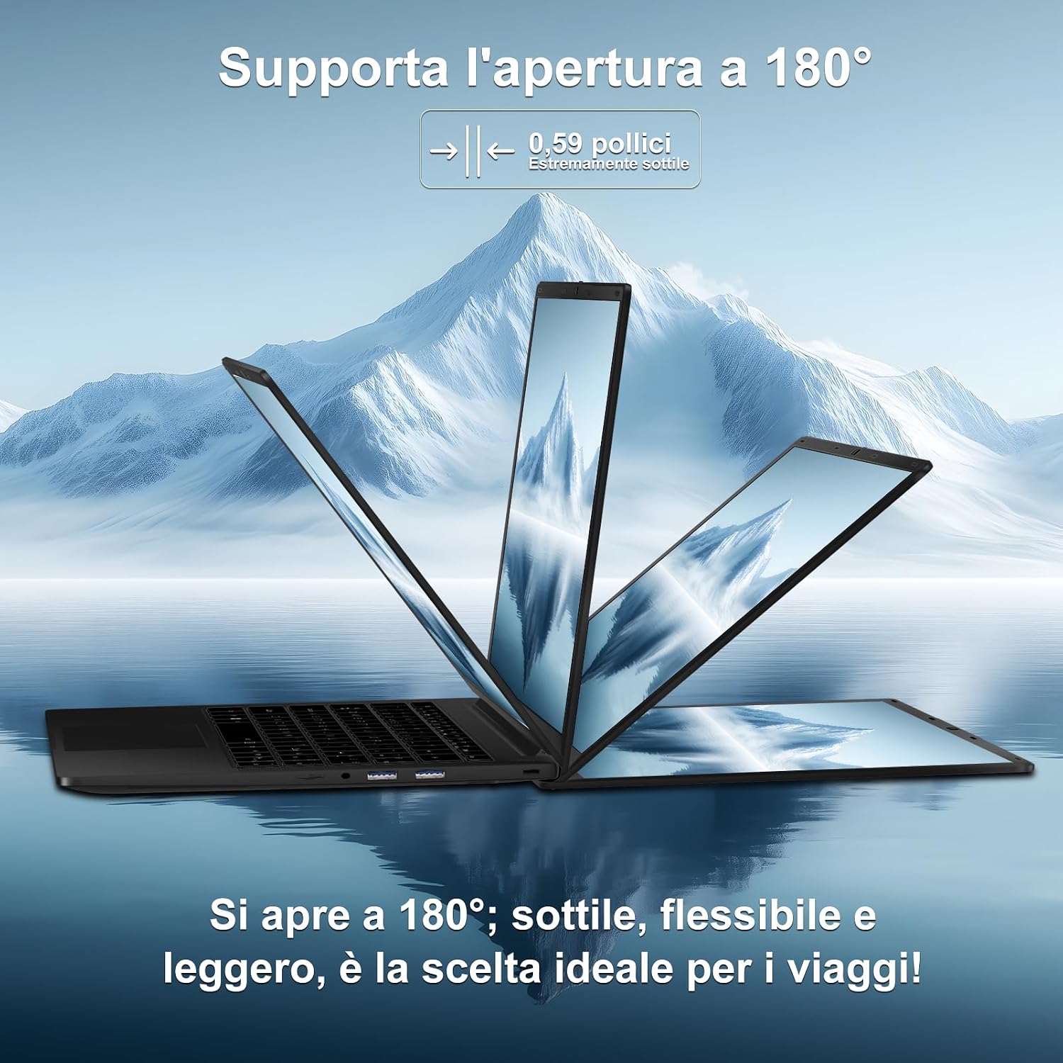 Thumbnail 6 de Pc Portatile 14 Pollici Win11 con Celeron N5095, 8GB RAM, 256GB SSD – Corpo in Metallo Nero