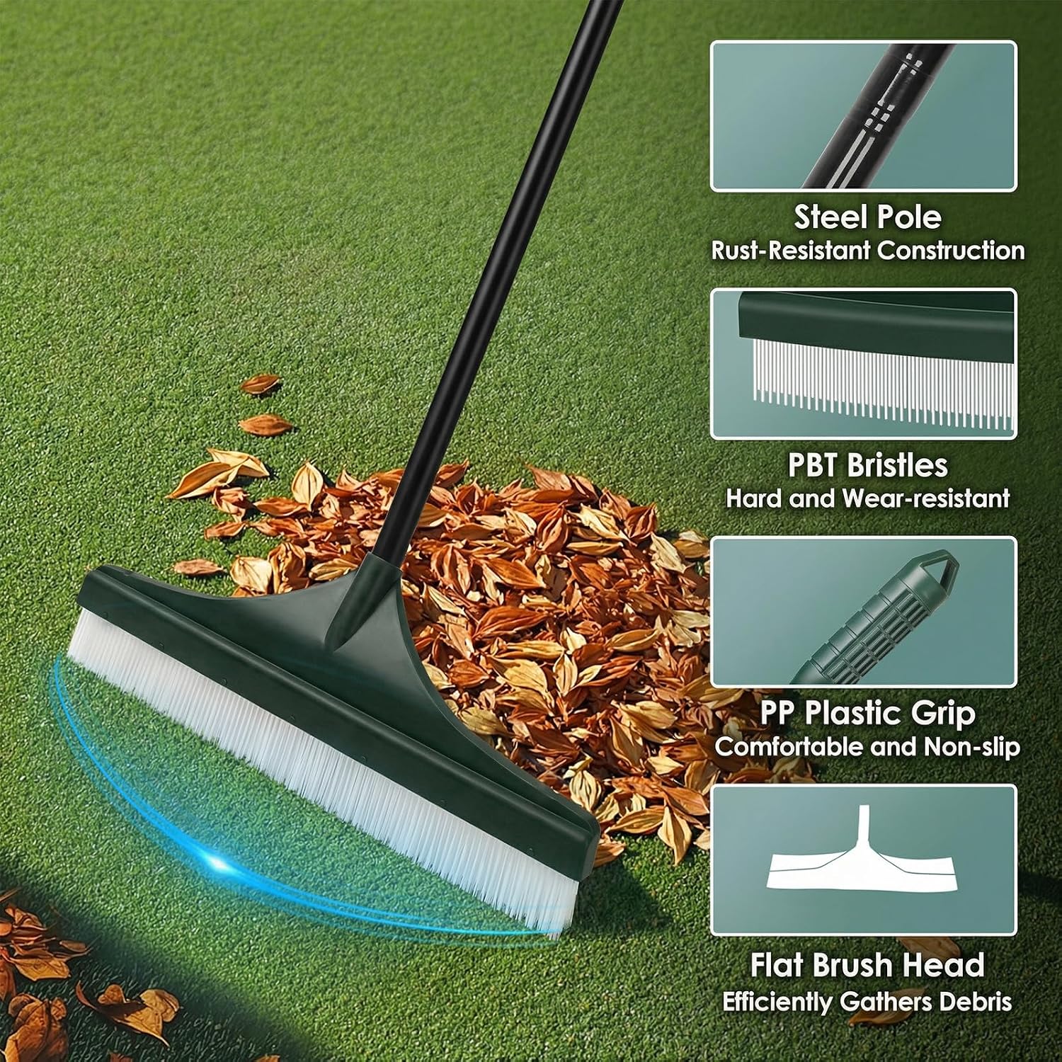 Thumbnail 4 de Fuuwuu Artificial Grass Brush with Long Handle — 140cm Turf Rake for Debris, Pet Hair and Cleaning