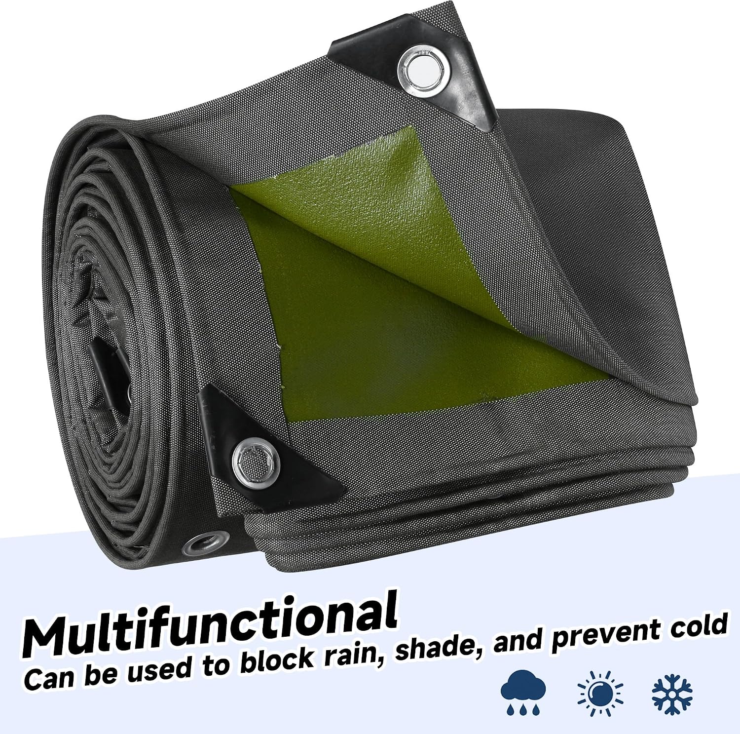 Thumbnail 6 de Eastarp 10x12 FT Black Ultra-Heavy Duty Canvas Tarp (28 Mil Silicone Coating) with Grommets