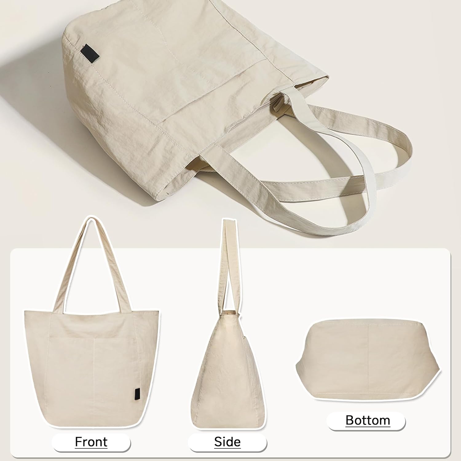 Thumbnail 6 de Boziee Unisex Schultertasche im minimalistischen Look – Shopper Tote Bag aus Nylon für Alltag, Büro & Reisen